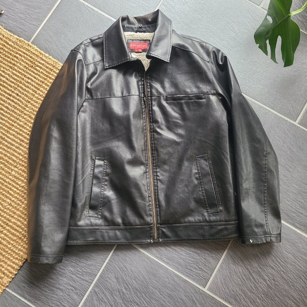 Vintage Genuine Leather Dark Brown Bomber Jacket Full Zip Sherpa Lining - Medium - Picture 6 of 11